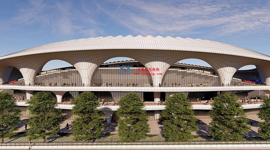 萬豪中标-山东蓬莱PEFE膜结构体育场