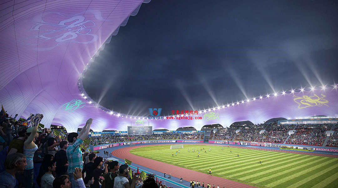 萬豪中标-山东蓬莱PEFE膜结构体育场