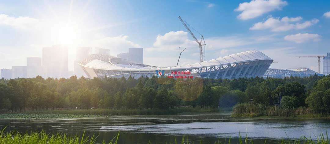 太湖之畔，华灯初上|无锡奥体中心施工加速