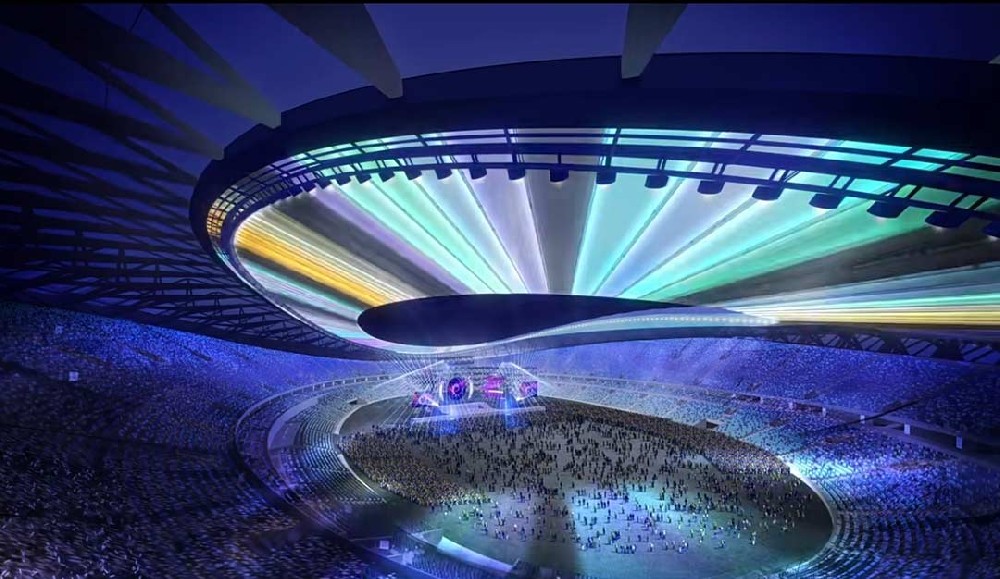 太湖之畔，华灯初上|无锡奥体中心施工加速