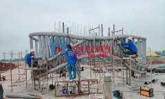 四川南充电影学院景观膜结构工程主桁架基本拼装完成
